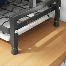 1 Piece Black Dish Drainer, Stainless Steel Dish Drainer For Kitchen Countertop, 2 Tier Kitchen Organizer, Storage Rack, Multifunctional Kitchen Dish Drainer With Four Hooks, Dish Drainer And Cutlery Rack, Water, Rust And Stain Resistant, Keep Kitchen Cutlery Tidy - 黑色 - 查看 4