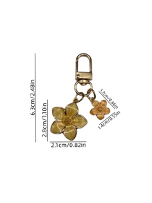 HAILIAN 1pc Alloy Sakura Flower Shaped Lightweight Key Chain Suitable For Bag Charm Car Key Chain Couples And Holiday Gifts Gifts For Women Valentines - Yellow - View 3