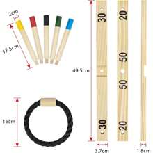 LILIIN Ringwurfspiel aus Holz Wurfspiel Outdoor & Indoor Werfen Spiel 1 Wurfkreuz, 5 Wurfringe und 5 Spielstäben Ring Wurfspiel Gartenspiele für Kinder und Erwachsene