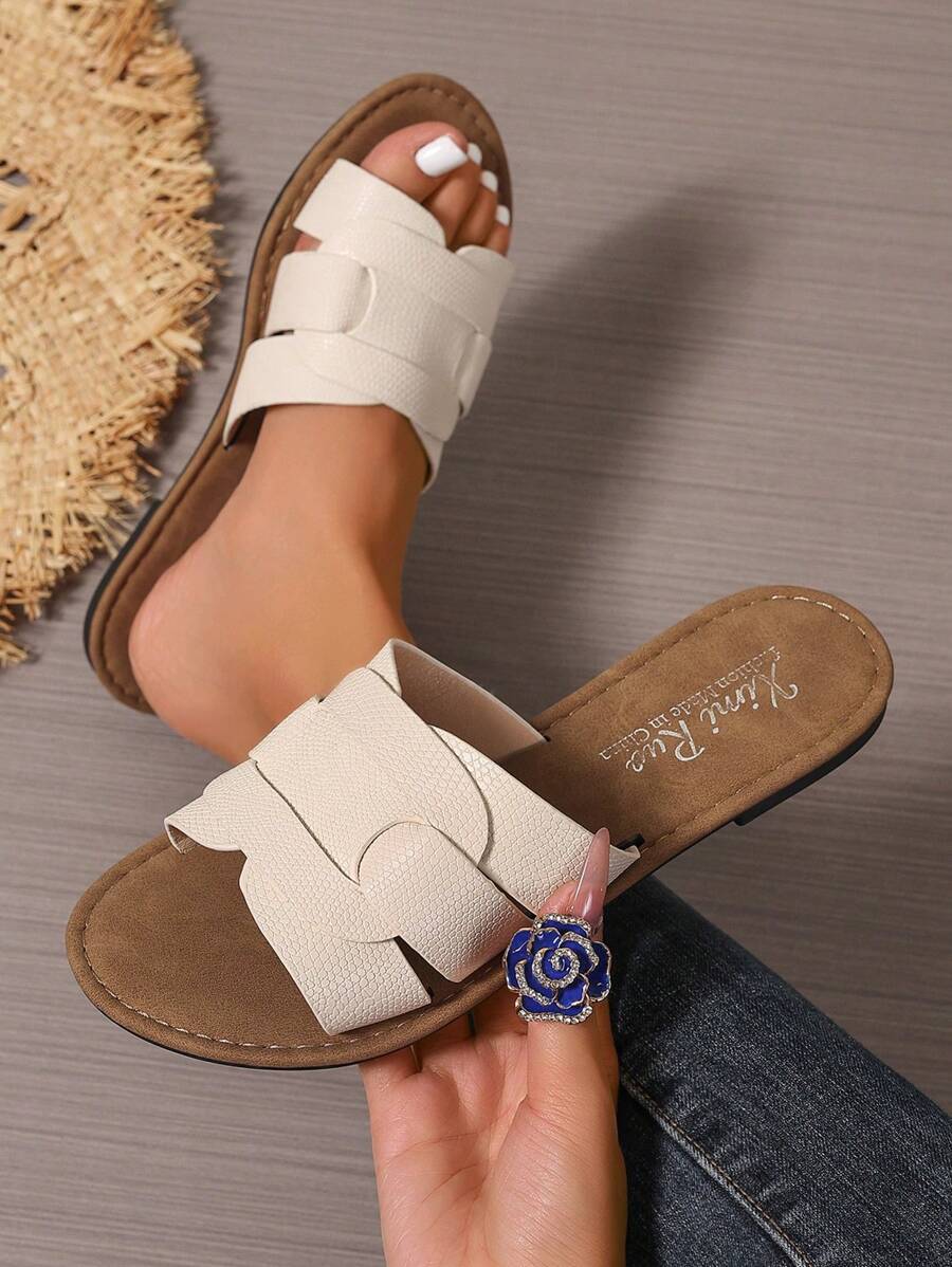 Plus Size EUR Round Toe Sandals, Outdoor Casual Slippers That Are Not Tiring, Non-Slip Beach Flats, Fashion Ladies Shoes, Spring/Summer