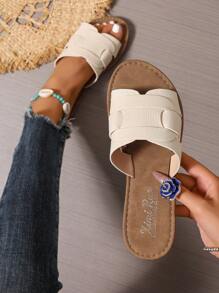 Plus Size EUR Round Toe Sandals, Outdoor Casual Slippers That Are Not Tiring, Non-Slip Beach Flats, Fashion Ladies Shoes, Spring/Summer