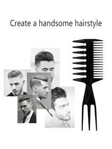 Vintage Hair Styling Comb For Men, Large Tooth Comb For Pompadour, Texture, Double-Sided Comb, Wide Tooth Comb, 3-In-1 Hairstyling Comb With Fine/Thick Teeth, Pointed Tail Comb For Cutting/Shaping