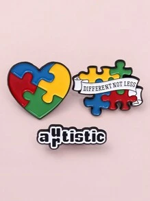 3 件自闭症拼图珐琅别针定制教导爱希望激励胸针翻领徽章背包配件送给朋友的礼物 - 彩色 - 查看 2