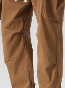 Men's Drawstring Cargo Pants, Multi-Pocket Casual Work Trousers, American Style Straight Leg Streetwear