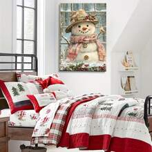 Charming Snowman Canvas Art - Wooden Framed Wall Decor For Living Room, Bedroom, Hallway | Perfect Winter Home Accent
