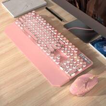 Bàn phím cơ chơi game MageGee Typewriter, Phím tròn Retro Punk, Bàn phím có dây có đèn nền LED màu trắng, có thể tháo rời để kê tay khi chơi game và làm việc, dành cho máy tính xách tay Windows - Công tắc màu xanh lam - Nhiều màu - Xem 8