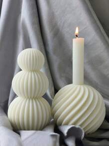 Folding Paper Fan Stackable Mold For Handmade DIY Candles And Candle Holders, Simple Home Decor And Gift Ideas, Geometric Patterned, Suitable For Wedding, Valentine's Day, Anniversary, Family Gathering, Durable Silicone Mold For Candle Or Plaster Casting, Easy To Disassemble And Clean, Allows Repeated Production Of Artworks - White - View 5