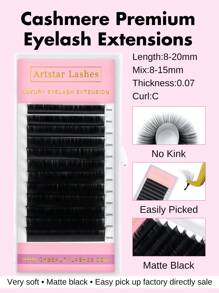 ARTSTAR Row12 Curvature C Lông mi giả màu đen 0,07 mm Mascara hàng dày Lông mi mềm Lông mi ghép Lông mi nhỏ mềm mại Chiều dài 8-20 mm Ngày Giáng sinh - C - Xem 1