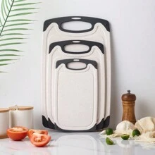 Set de 3 tocătoare din plastic - Tocător antiderapant, ușor de curățat pentru carne, fructe, legume - Bloc de măcelar, accesoriu esențial de bucătărie - Multicolor - Vizualizare 1