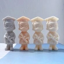 Small Size Graduation Girl Boy Figurine Silicone Candle Mold Female Graduate Statue Silicone Molds Graduation Gift - Pink - View 6