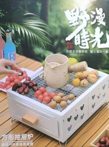 Lò nướng BBQ gia đình, Lò nướng xiên BBQ ngoài trời, Lò nướng thịt trong nhà, Bộ đồ nấu ăn trên lửa trại - màu đen - Xem 1