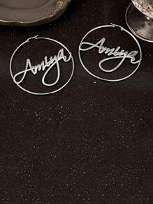 Personalized Custom Name Hoop Earrings Stainless Steel Letter Jewelry With Luxurious Hip-Hop Style Hypoallergenic Durable And Long-Lasting Perfect Unique Gift For Mother's Day Wedding Party Birthday And Anniversary Christmas