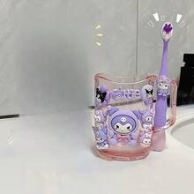 ( Sanrio) 2pcs Cute Cartoon KT Cat And Pudding Dog Toothbrush Holder Combination Set - PP Material, Suitable For Men And Women, Toothbrush Holder And Mouthwash Cup, Comes With Toothbrush And DIY Stickers Home Bathroom Decor Fall Decor Back To School