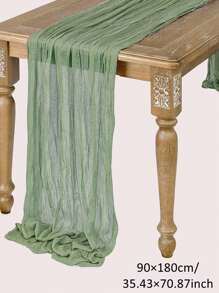 5pcs 90*180cm Green Pleated Table Runner Perfect For Wedding Birthday Babe Shower Party Room Table Decoration, Wedding Anniversary And Banquets Party Supplies, Gauze Table Cover Table Runner Back To School Valentine Day