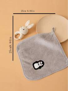 5 件套卡通儿童小毛巾、柔软刺绣面巾/浴巾、婴儿围兜、超强吸水手巾 - 彩色 - 查看 2