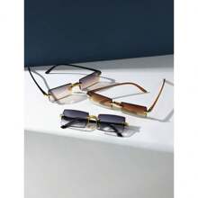 set 3piezas gafas de sol novedades  rectangular sin montura de moda para unisex - Multicolor - Ver 3