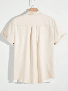 Apricot-farbiges lässiges Kurzarmhemd, minimalistisch & modisch für den täglichen Gebrauch, Frühling/Sommer