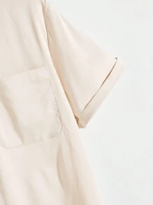 Apricot-farbiges lässiges Kurzarmhemd, minimalistisch & modisch für den täglichen Gebrauch, Frühling/Sommer