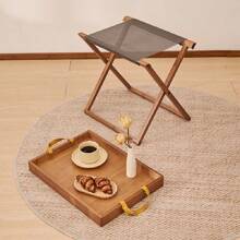 HYNAWIN Portable Side Table,Folding Bamboo Breakfast And Snack Tray Table With Handle,Portable Camping Table Outdoor,Foldable Compact Coffee And Side Table For Living Room, Bedroom - Brown - View 4