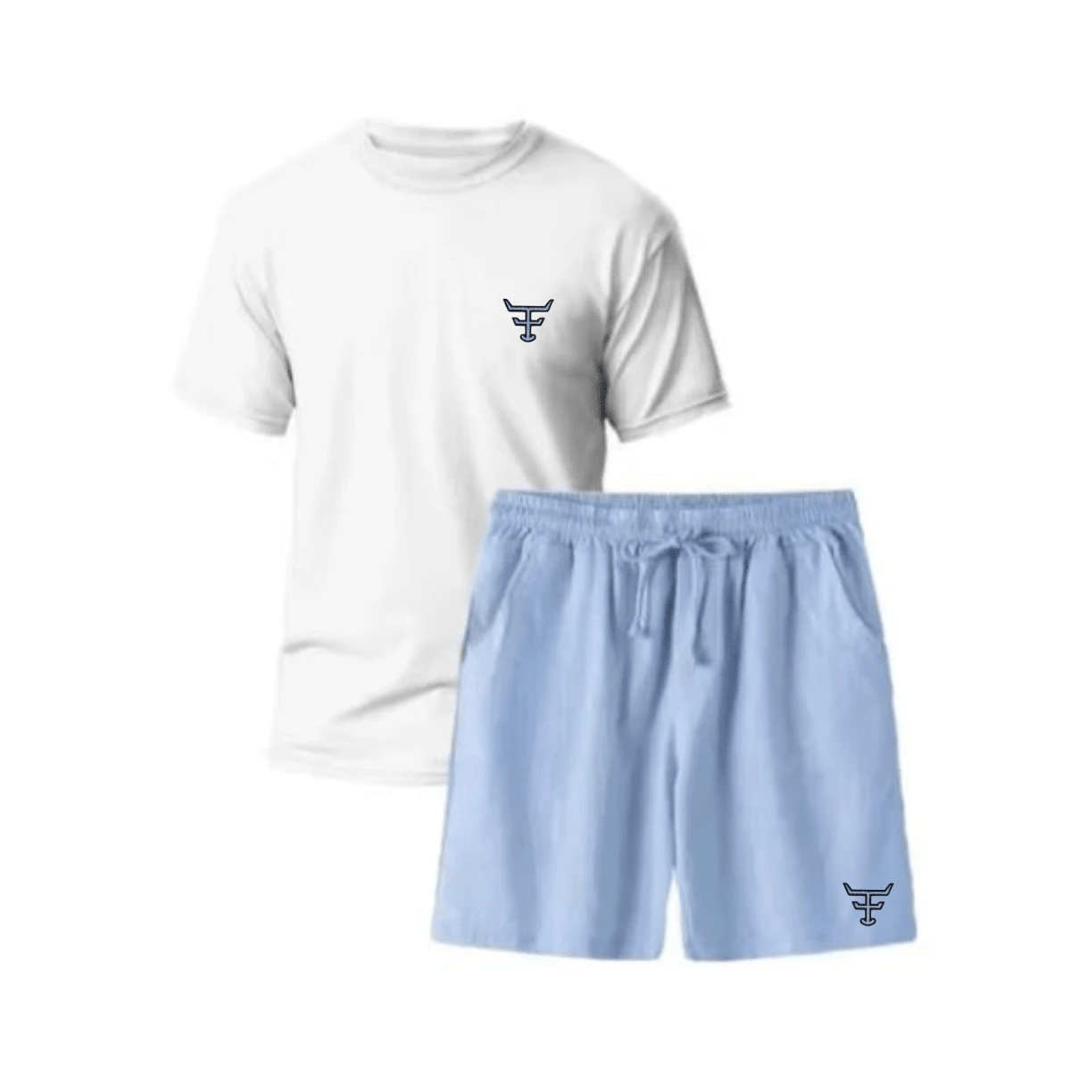 Modern Men's Linen Shorts And T-Shirt Set - 白色 - 查看 1