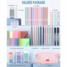 Nicpro Aesthetic Book Annotation 57 PCS Kit With Pen Case, 12 Dual Highlighters, 6 Mechanical Pencil, 5 Gel Pens, 2 Markers 1200PCS Transparent Sticky Notes And Tabs For Bible Study Student Stationary, Back To School - 多種顏色 - 查看 2