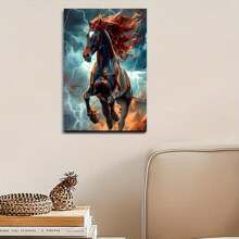 1pc Wooden Framed Canvas Painting Thunderbolt Galloping Horse Canvas ArtReady To Hang, For Living Room & Bedroom Decoration, Festival Gift