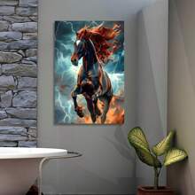 1pc Wooden Framed Canvas Painting Thunderbolt Galloping Horse Canvas ArtReady To Hang, For Living Room & Bedroom Decoration, Festival Gift