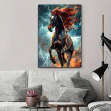 1pc Wooden Framed Canvas Painting Thunderbolt Galloping Horse Canvas ArtReady To Hang, For Living Room & Bedroom Decoration, Festival Gift