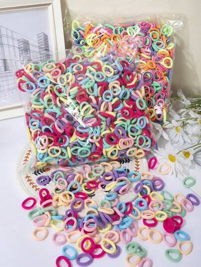 100/200/300/500/780/1000 件 弹力发带 橡皮筋 发圈 防滑马尾辫夹 适合女孩日常使用