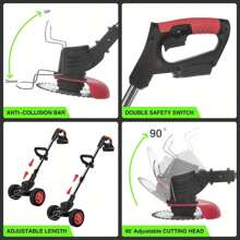 2025 Upgraded Cordless Electric Lawn Mower - 24V 2X4.0Ah Battery-Powered, 4-In-1 Grass Trimmer/Edger/Mini Mower/Brush Cutter With 3 Types Of Blade Assemblies, Ideal For Lawns & Gardens