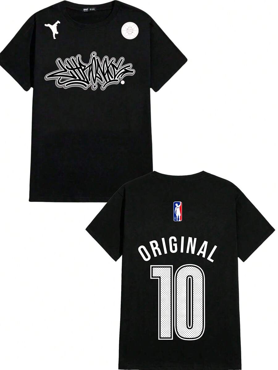 T-Shirt 10 Unisex 100% Cotton Streetwear New Release Shipping Various Colors!! PLUS SIZE - 黑色 - 查看 1