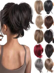 Synthetic Heat-Resistant Wig Hair Bun Messy Elastic Band Hair Bundle Coiffure Hairpiece Ladies Ponytail Scrunchy Clip Wig Christmas Holiday Wig