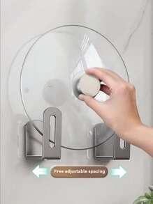 2 pièces Support de couvercle de pot en plastique, support mural pour couvercle de pot sans perçage requis, idéal pour ranger les couvercles de casserole, les planches à découper, les poêles, les fournitures de rangement de cuisine