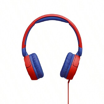 JBL سماعات الرأس JR310 سماعات الرأس التعليمية للأطفال ذات التحكم المنخفض في خط الديسيبل مع ميكروفون غامر للطلاب الذين يتعلمون عبر الإنترنت سماعات الرأس ذات المظهر العصري باللون الأحمر