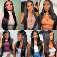 360 Full Lace Front Wigs Human Hair Straight Pre Plucked With Baby Hair 250% Density Human Hair Wigs For Woman Natural Color Can Do Ponytail And Bun Christmas Gifts - Natural Black - Xem 11