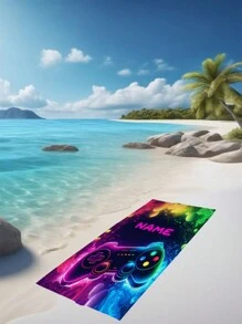 1pc Customized Text & Name Beach Towel, Super Soft Microfiber Beach Blanket, Game Controller Name Beach Towel, Quick Dry & Highly Absorbent, Suitable For Sunbathing, Travel, Gym And Outdoor Activities Multi-Functional, Durable, Ornamental, Tea Room, Home, Garden, Office, For Anniversaries, For Valentine's Day, For Mother's Day, For Birthdays, For Father's Day, For Graduation, For Weddings, For Housewarming