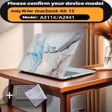 有 4 种大理石图案可供选择，并配有键盘保护膜。它与 MacBook Air Pro 保护套、13/14/15/16 英寸电脑保护套兼容，并配有键盘保护膜，A1370、A1534、A1502、A1707、A2337、A1932、A2179、A2338、A1706、A1708、A2681 塑料硬壳笔记本电脑保护套，黑色、蓝色大理石图案 A2485 A2442、A1466 A1369