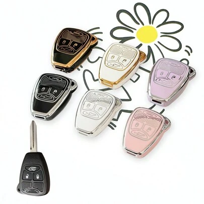 Couple's Car Anti-Drop Keychain Fits Fiat Compass 2007-2018, Dodge Ram 2007-2009, Caliber 2007-2012, Nitro - Soft TPU Car Key Holder