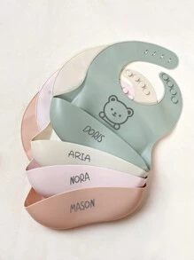 1 件定制 3 岁以上防水、防尘、可调节且易于清洁的硅胶围兜婴儿洗澡家庭装饰礼物冬夜礼物返校冬季礼物创意男孩女孩情人节 - 綠色 - 查看 4