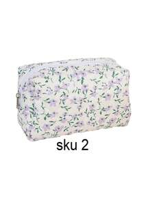 1 Stück vintage Blumenmuster weiches Kosmetiktäschchen, kreatives Design mit großer Öffnung als Kosmetik Aufbewahrungstasche - geräumig und mit geschmackvollem Reißverschluss, geeignet für Reise-Utensilien, Tischdekoration, Urlaub am Strand, Badezimmer, Schlafzimmer, großes Fassungsvermögen