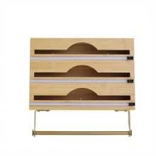 4 In 1 Bamboo Wrap Dispenser With 3 Compartments, Perfect For Plastic, Foil & Parchment Paper Rolls Towels, Kitchen Essential Wall-Mounted Multifunctional Organizer - 4 In 1 Bamboo Foil Dispenser - View 7