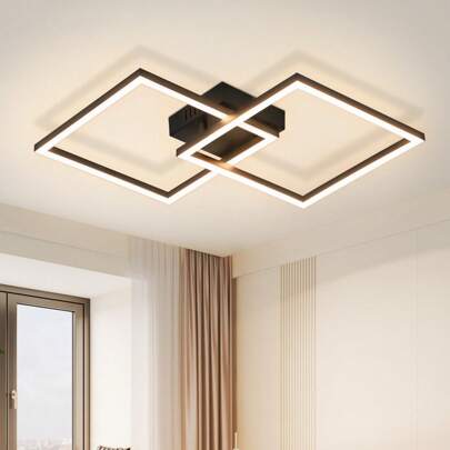 ZMH Deckenleuchte LED Deckenlampe Küche - Warmweiß Schlafzimmerlampe Schwarz Küchenlampe Modern Design 3000K Quadratisch Flurlampe Deckenbeleuchtung für Wohnzimmer Esszimmer