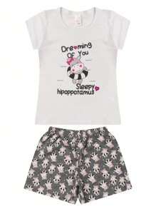 Kit With 4 Girls' Summer Pajamas In Printed Mesh - Nhiều màu - Xem 2