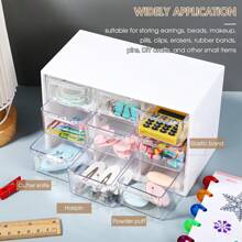 1 pièce Organisateur de bureau en plastique avec 9/6 mini tiroirs, boîte à outils pour enseignants, boîte de rangement pour fournitures de bureau, bac de finition pour petits articles et sundries, rangement pour épingles à cheveux/autocollants/accessoires faits main, boîtes de rangement et organisateurs