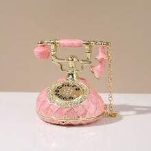 SIQIZHOU 1 hộp đựng trang sức kiểu điện thoại tráng men kim loại, đồ trang trí nhà cửa bằng men thủ công, đồ trang trí đám cưới, hộp đựng vòng cổ/nhẫn, phụ kiện để bàn sang trọng, quà tặng tuyệt vời - hộp điện thoại - Xem 10