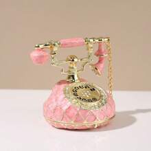 SIQIZHOU 1 hộp đựng trang sức kiểu điện thoại tráng men kim loại, đồ trang trí nhà cửa bằng men thủ công, đồ trang trí đám cưới, hộp đựng vòng cổ/nhẫn, phụ kiện để bàn sang trọng, quà tặng tuyệt vời - hộp điện thoại - Xem 7