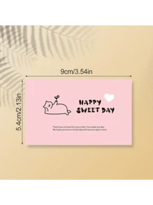 30/50/100pcs Pink Simple Thank You Cards, 300G Copperplate Paper Printing Gift Wrapping Decorative Cards, Gift Wrapping Greeting Cards, Gift Wrapping Labels, Small Business Thank You Cards, Customer Thank You Cards, Bring Orders To Business,Christmas Valentine Day - Multicolor - View 6