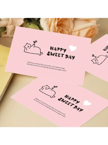 30/50/100pcs Pink Simple Thank You Cards, 300G Copperplate Paper Printing Gift Wrapping Decorative Cards, Gift Wrapping Greeting Cards, Gift Wrapping Labels, Small Business Thank You Cards, Customer Thank You Cards, Bring Orders To Business,Christmas Valentine Day - Multicolor - View 7