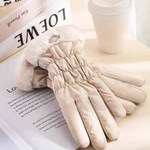 1 Par de guantes de mujer de moda cálidos para otoño e invierno, de material de terciopelo reforzado, que permiten el uso de pantalla táctil, adecuados para ciclismo al aire libre, deportes, escalada de montaña, Navidad y San Valentín, accesorios para fiestas