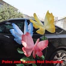 1 pieza Mariposas de seda 3D iridiscentes, acentos decorativos vibrantes: Adornos de boda de malla gigante para sesiones de fotos y celebraciones - Diseños elegantes y realistas para el hogar, fiestas, el Día de San Valentín, regalo